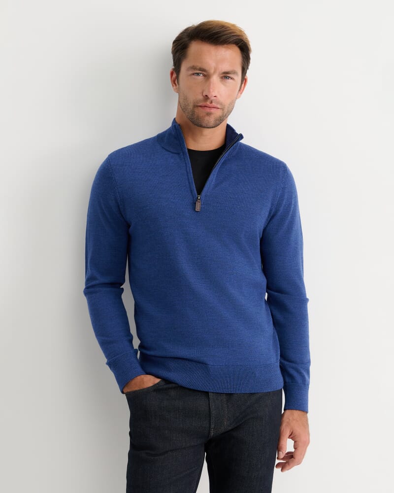 Henry Merino Quarter Zip Knit in LAPIS