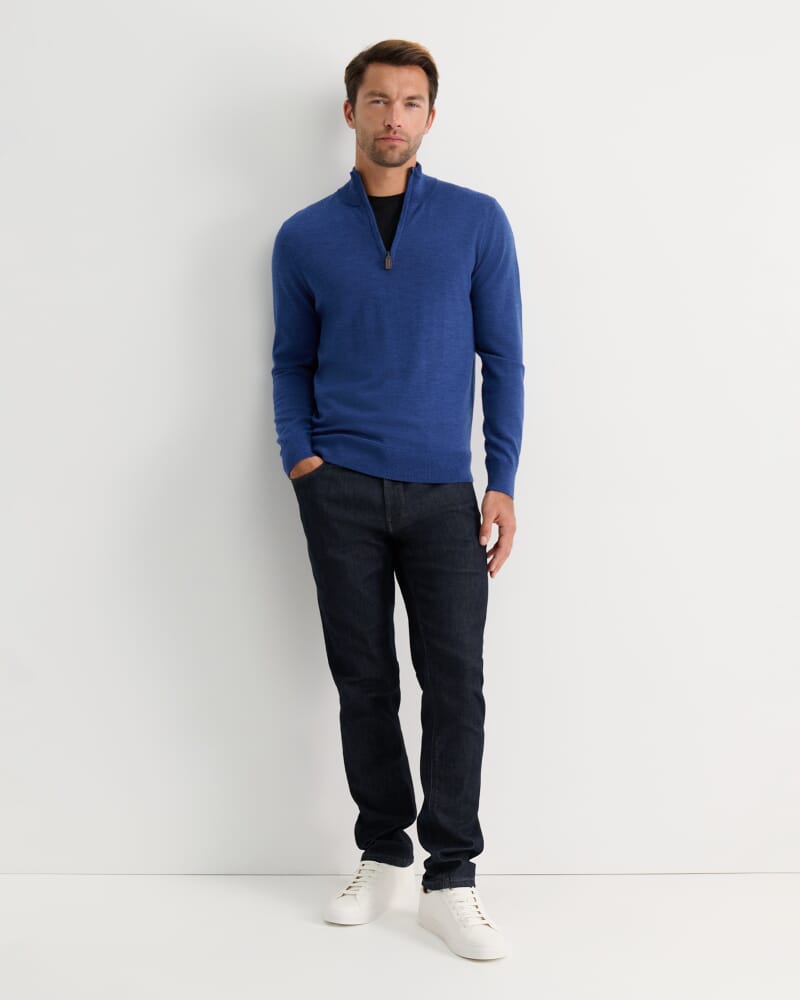 Henry Merino Quarter Zip Knit in LAPIS