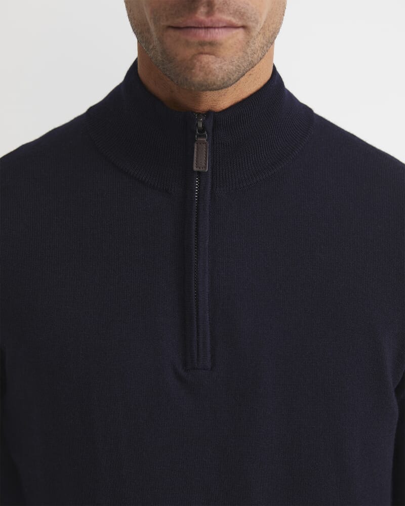 Henry Merino Quarter Zip Knit in NAVY