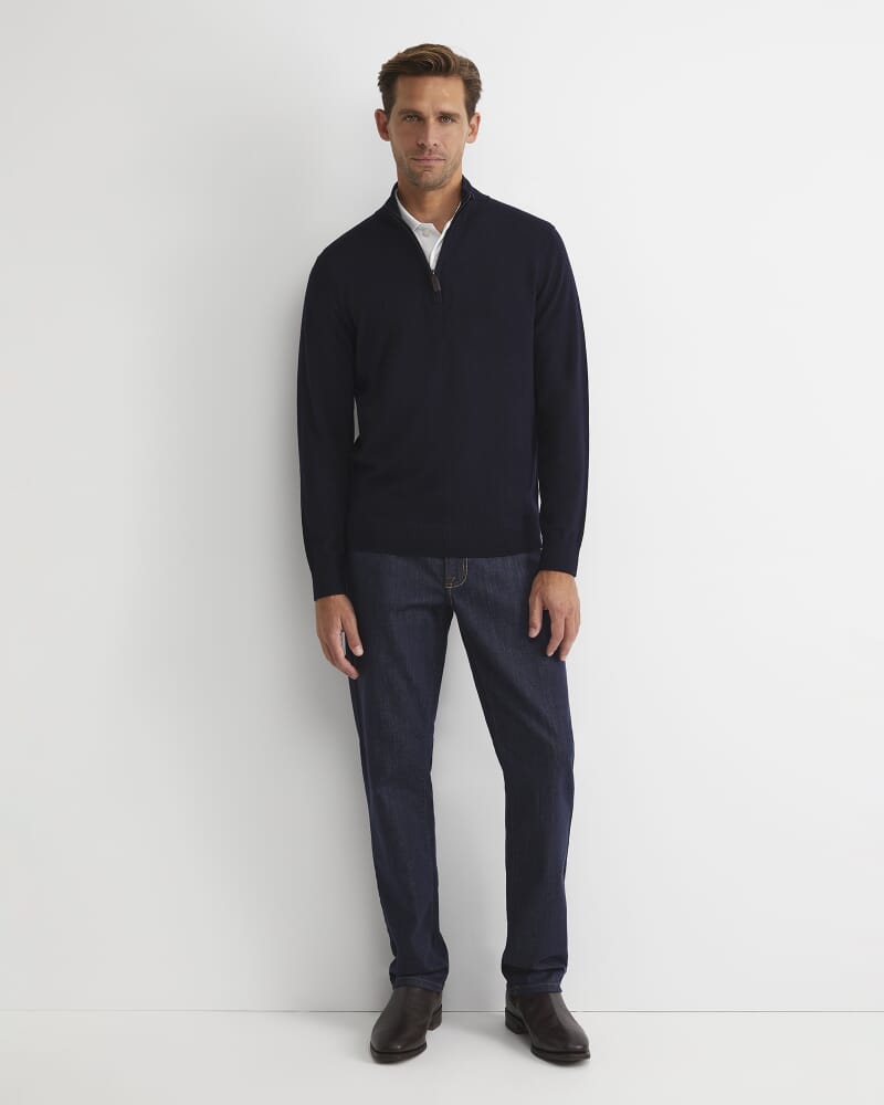 Henry Merino Quarter Zip Knit in NAVY