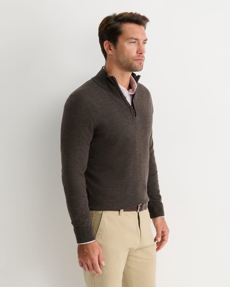 Henry Merino Quarter Zip Knit in TRUFFLE