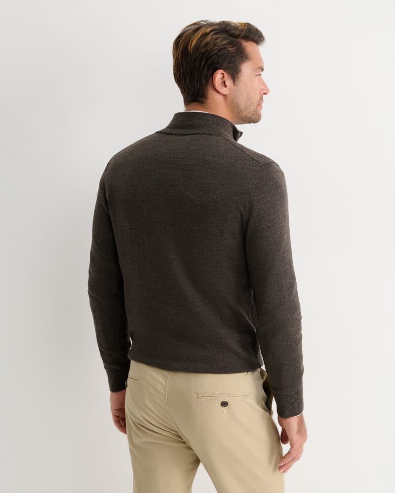 Henry Merino Quarter Zip Knit in TRUFFLE