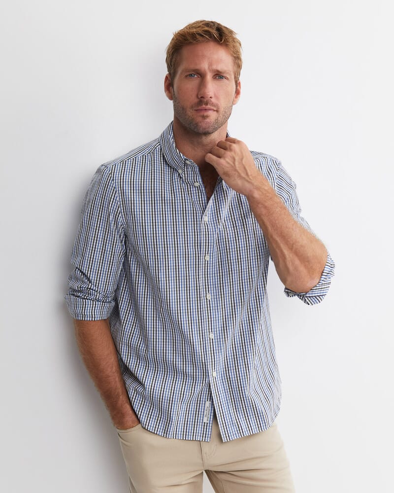 Gibson Long Sleeve Check Shirt in COBALT