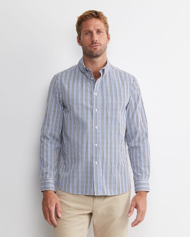 Gibson Long Sleeve Check Shirt in COBALT