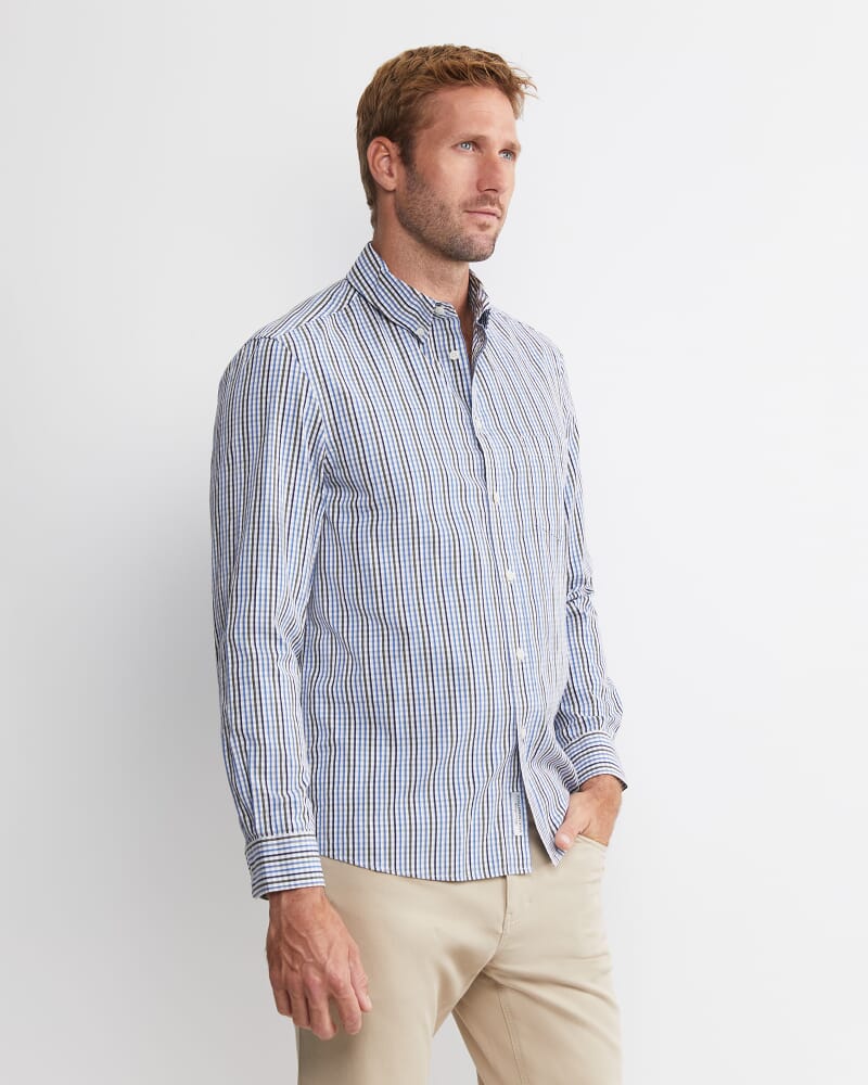 Gibson Long Sleeve Check Shirt in COBALT
