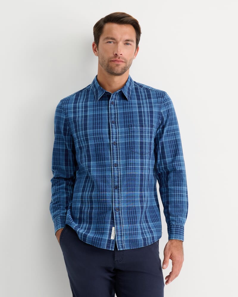 Darley Long Sleeve Check Shirt in INDIGO