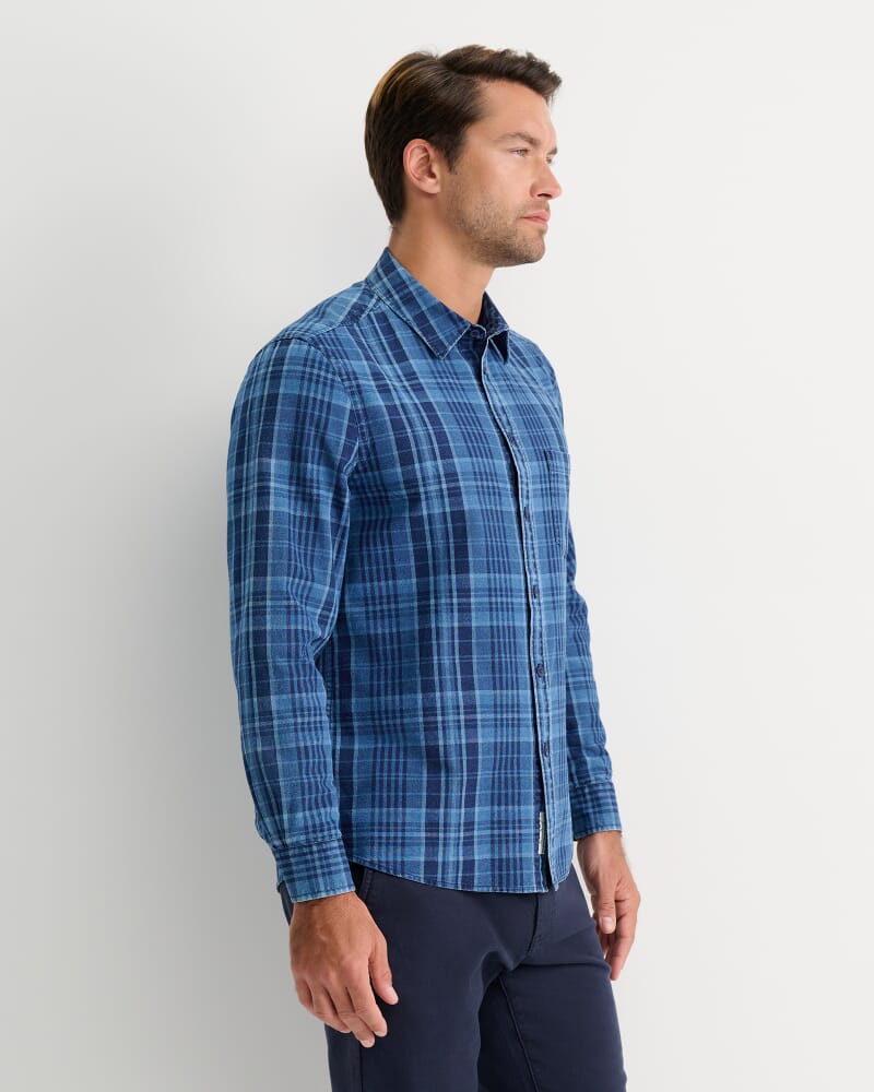 Darley Long Sleeve Check Shirt in INDIGO