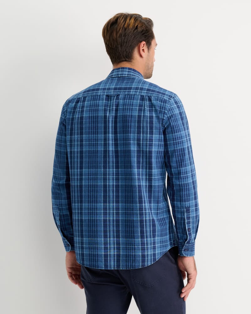 Darley Long Sleeve Check Shirt in INDIGO