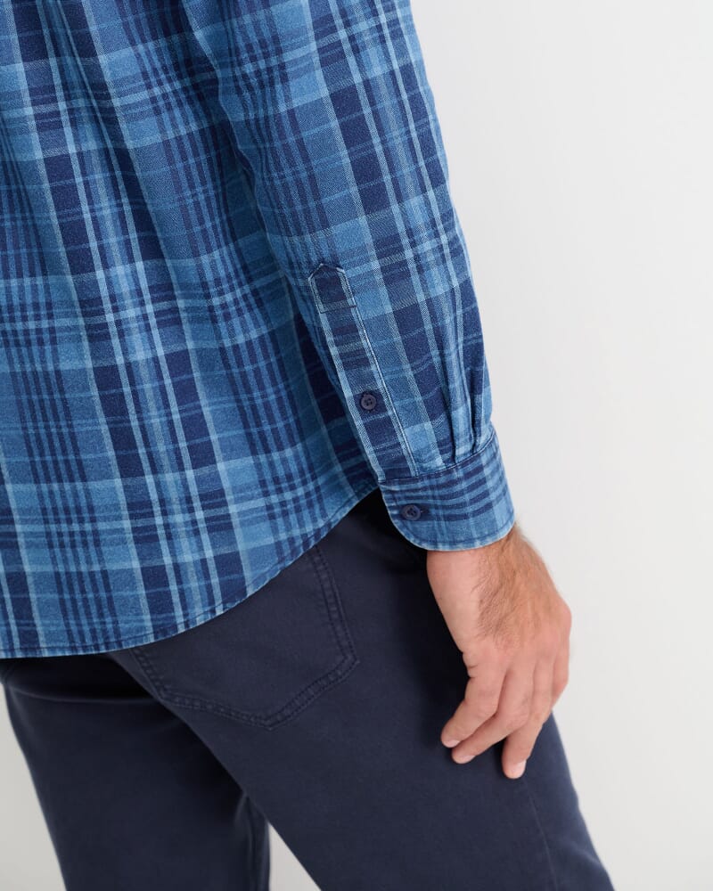 Darley Long Sleeve Check Shirt in INDIGO