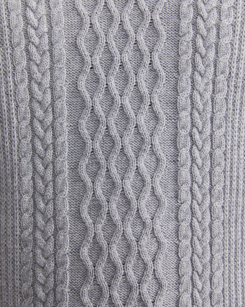 Joshua Cable Crew Knit in GREY MELANGE