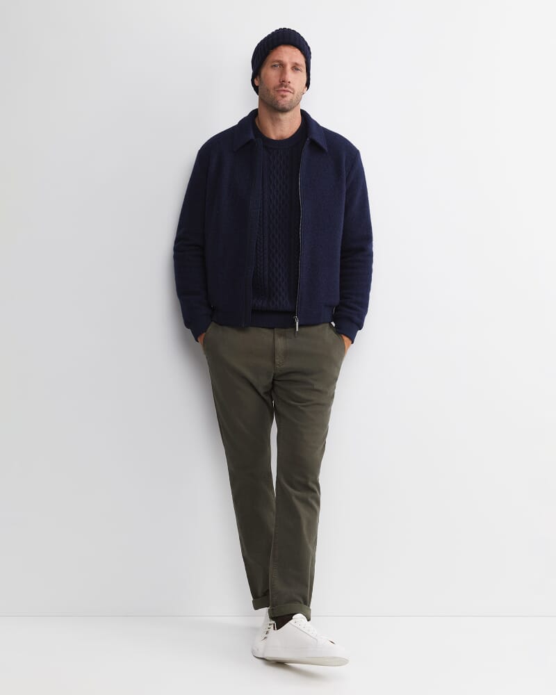 Joshua Cable Crew Knit in NAVY MELANGE