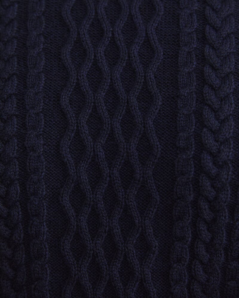 Joshua Cable Crew Knit in NAVY MELANGE