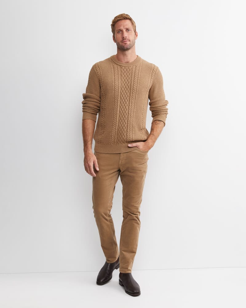 Joshua Cable Crew Knit in TOFFEE