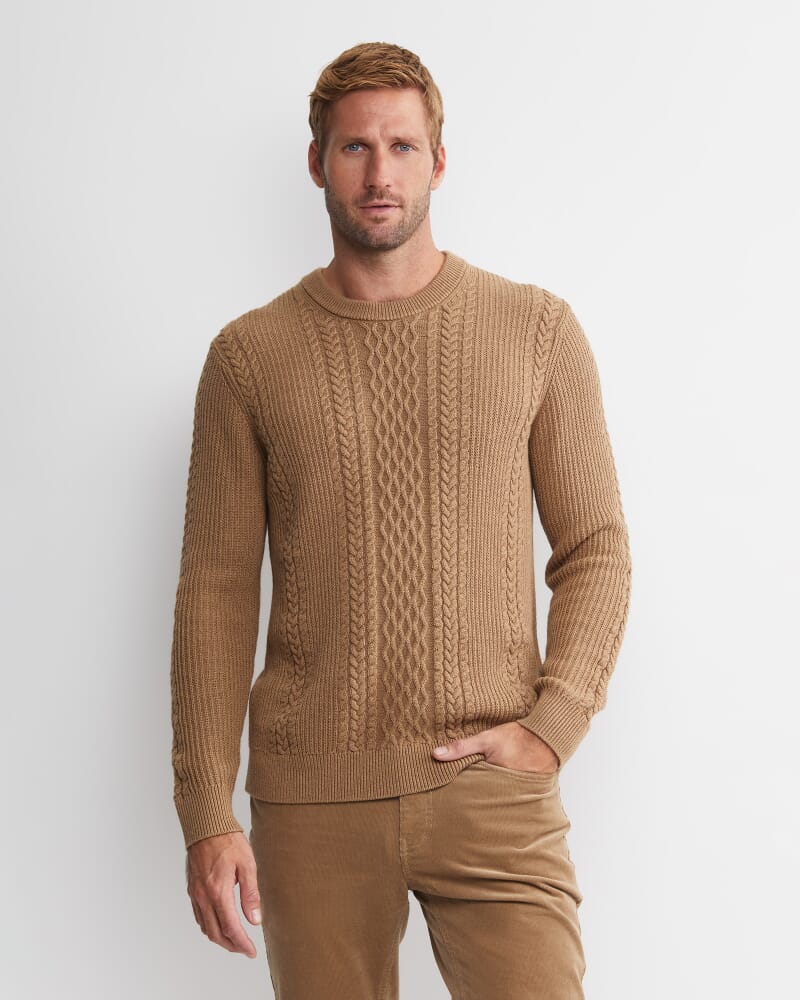 Joshua Cable Crew Knit in TOFFEE