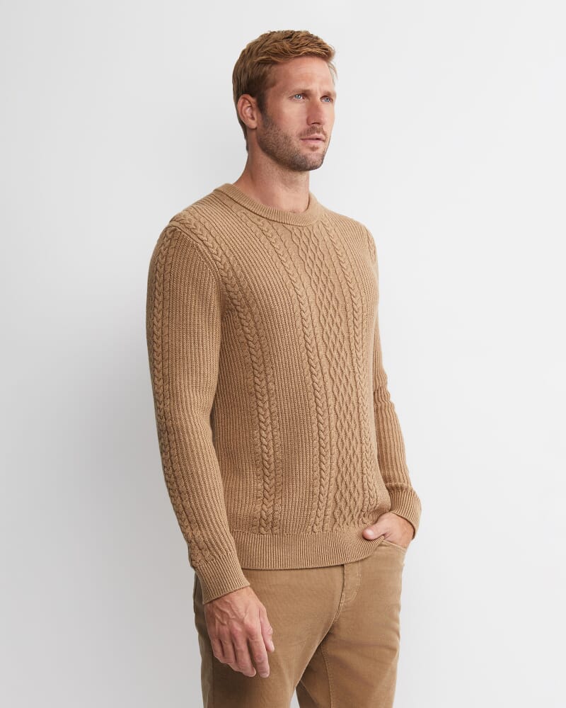 Joshua Cable Crew Knit in TOFFEE