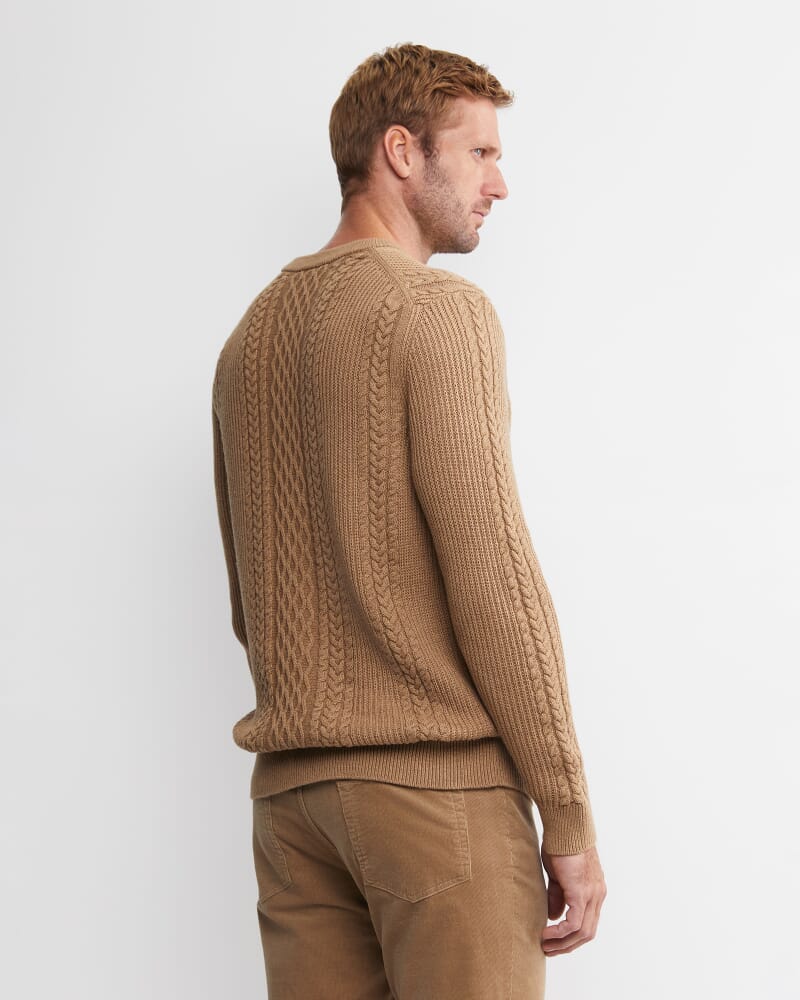 Joshua Cable Crew Knit in TOFFEE