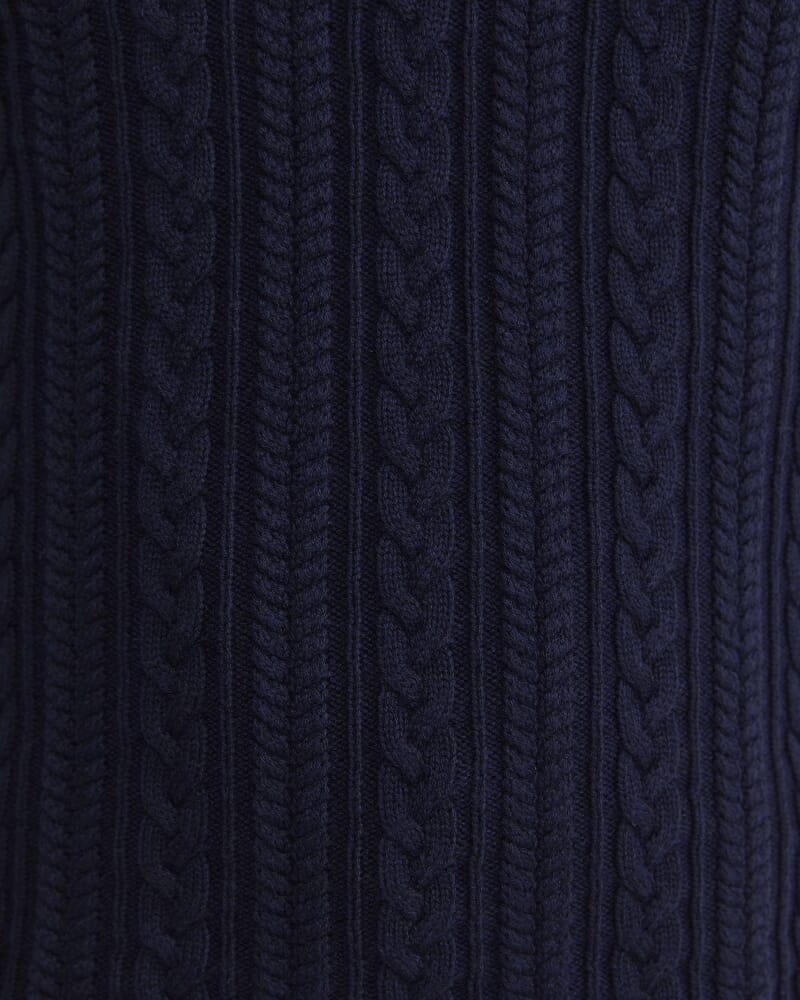 Joshua Cable Quarter Zip Knit in NAVY MELANGE