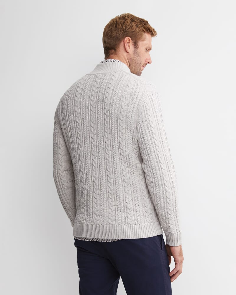 Joshua Cable Quarter Zip Knit in OATMEAL