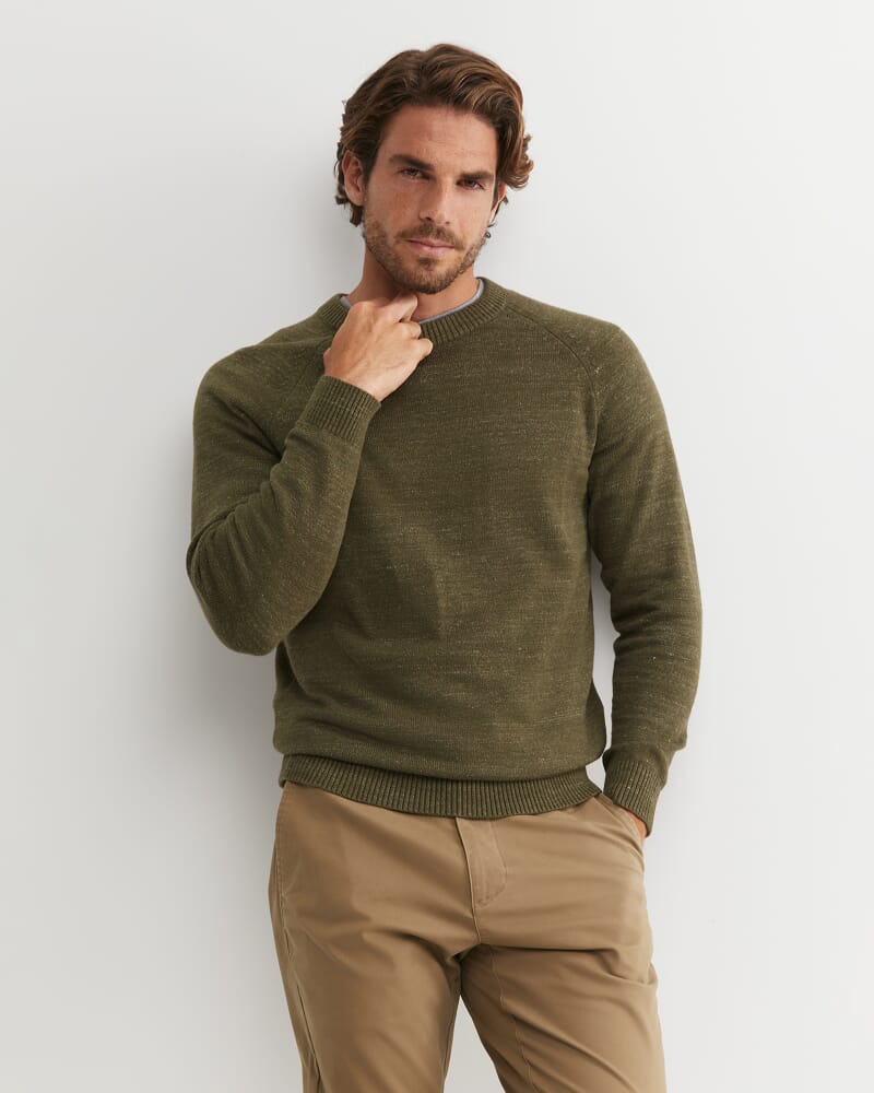 Riley Raglan Crew Neck Knit in KHAKI