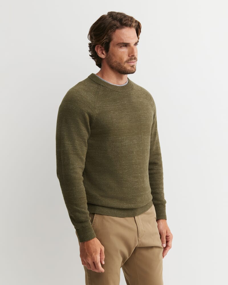 Riley Raglan Crew Neck Knit in KHAKI