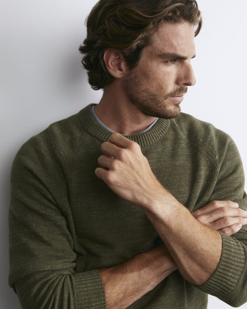 Riley Raglan Crew Neck Knit in KHAKI