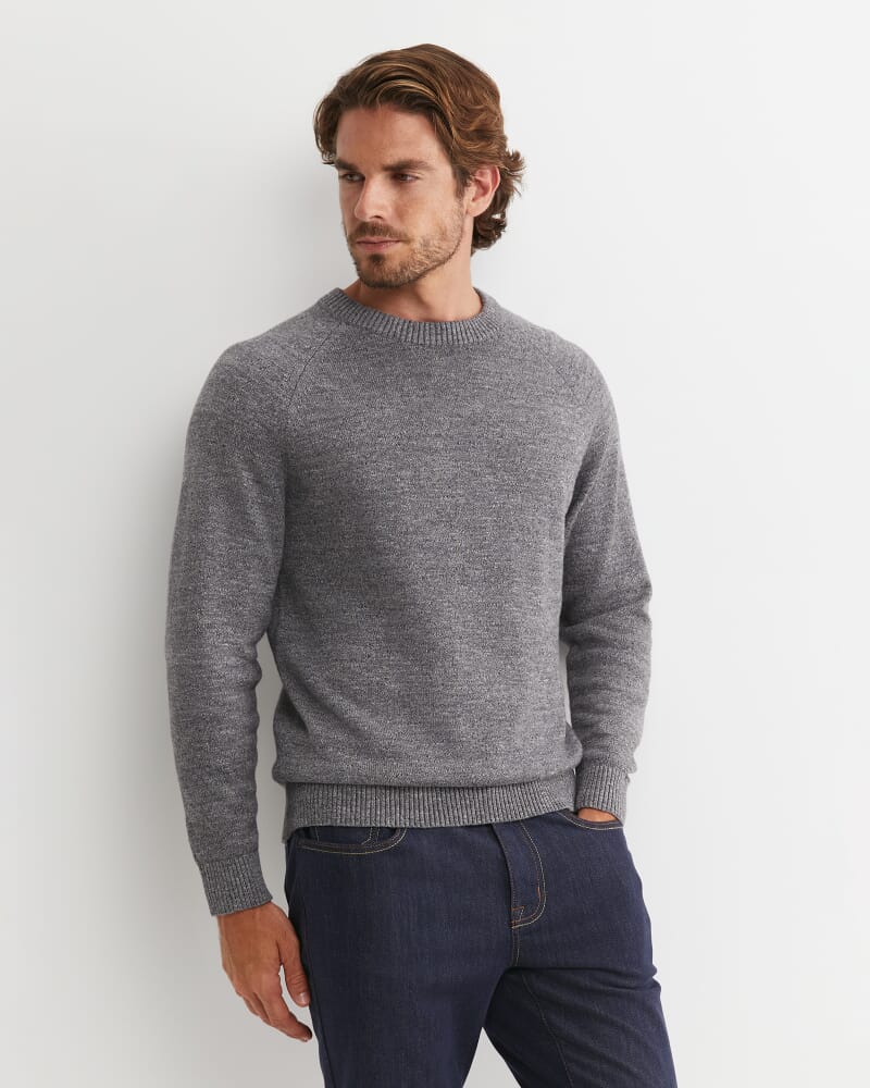 Riley Raglan Crew Neck Knit in LIGHT GREY