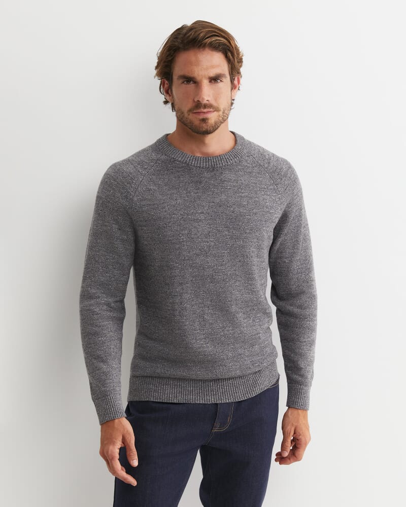 Riley Raglan Crew Neck Knit in LIGHT GREY