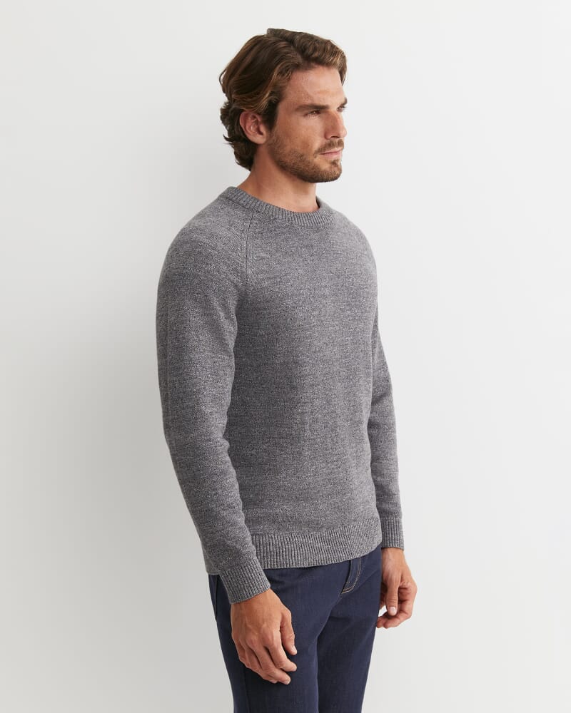Riley Raglan Crew Neck Knit in LIGHT GREY