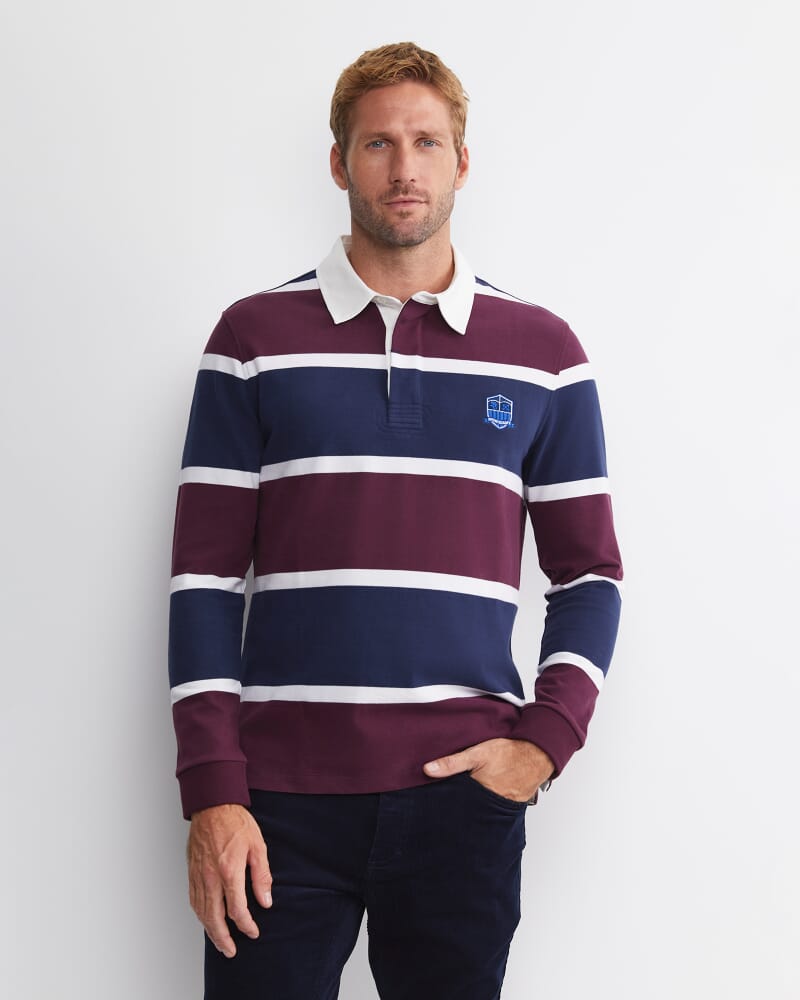 Hugh Long Sleeve Rugby in BURGUNDY