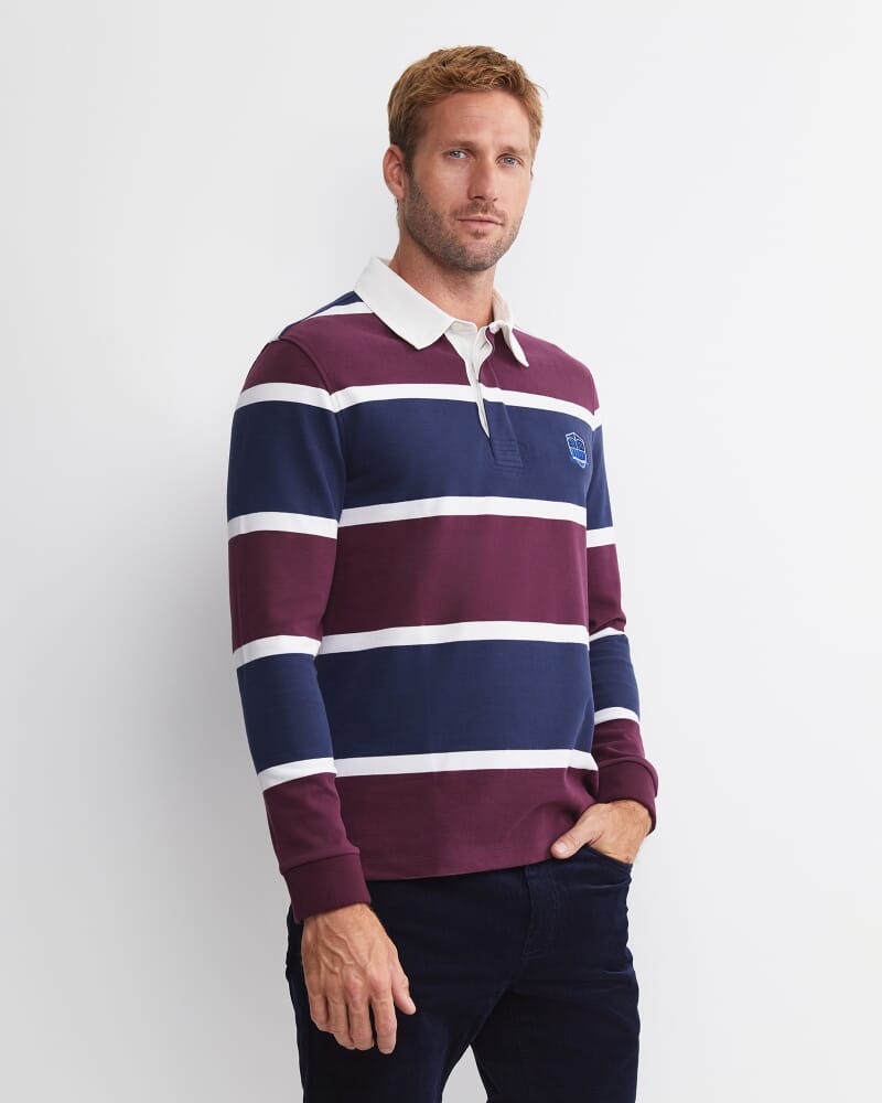 Hugh Long Sleeve Rugby in BURGUNDY
