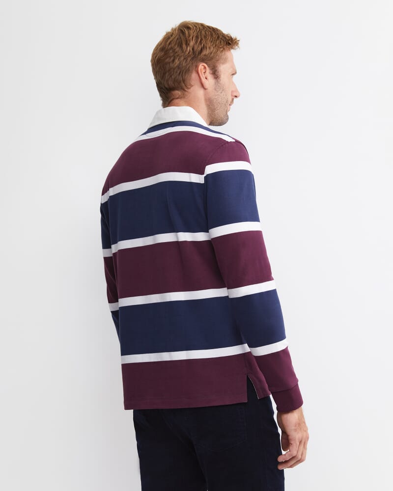 Hugh Long Sleeve Rugby in BURGUNDY