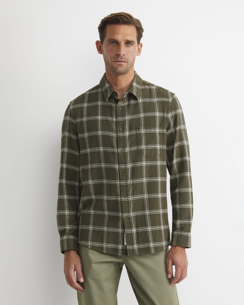 Davis Long Sleeve Check Shirt in KHAKI