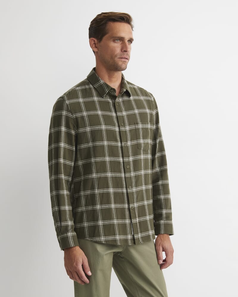 Davis Long Sleeve Check Shirt in KHAKI