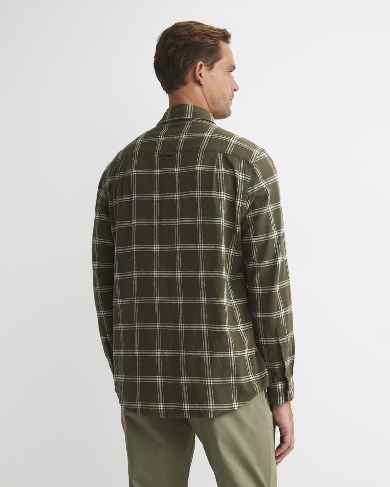 Davis Long Sleeve Check Shirt in KHAKI