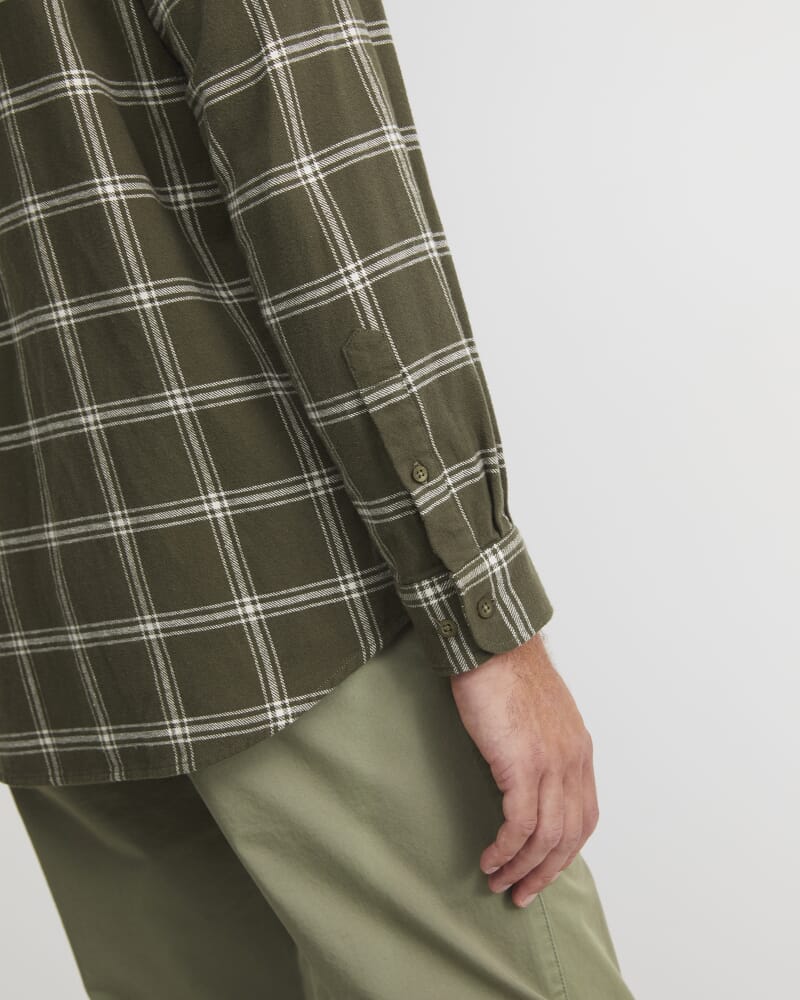 Davis Long Sleeve Check Shirt in KHAKI
