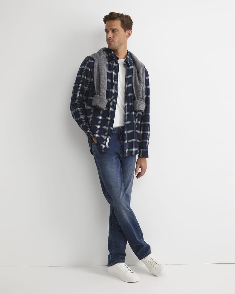 Davis Long Sleeve Check Shirt in NAVY