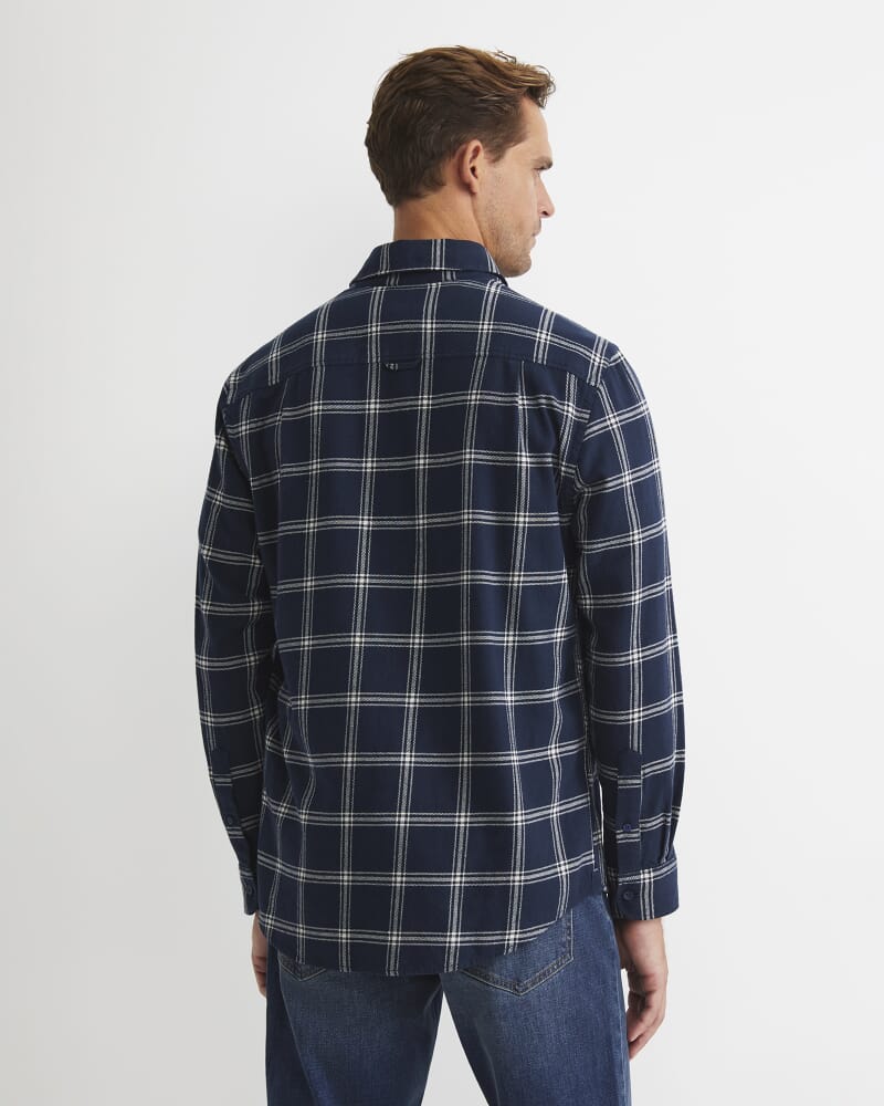 Davis Long Sleeve Check Shirt in NAVY
