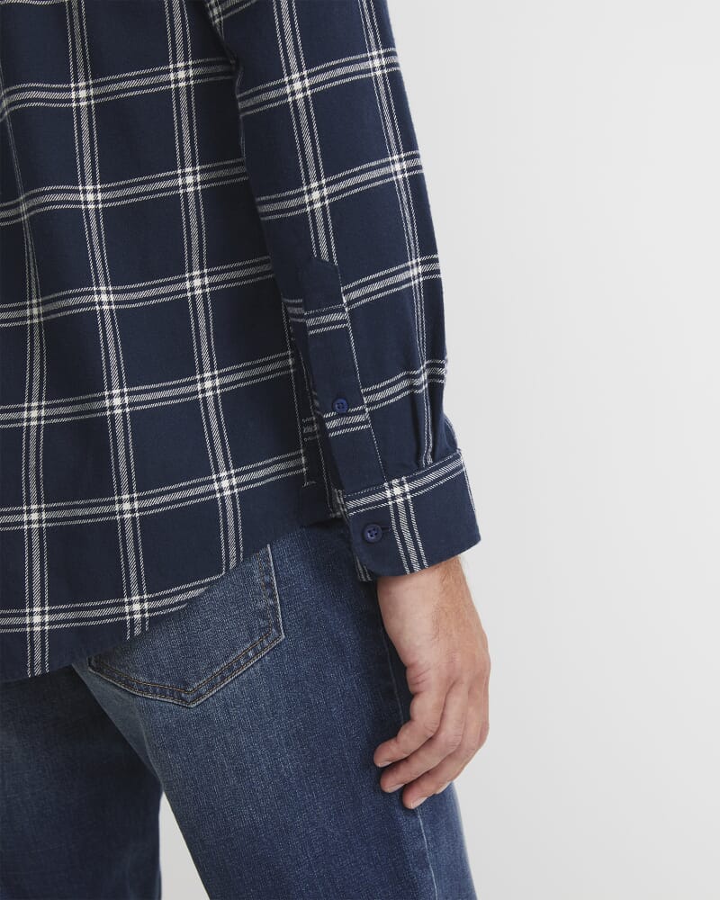 Davis Long Sleeve Check Shirt in NAVY