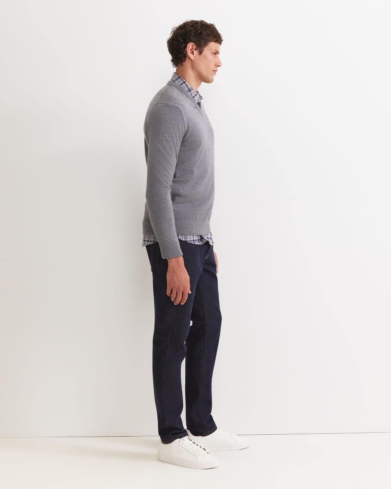 Merino V-Neck Knit in CHARCOAL MELANGE