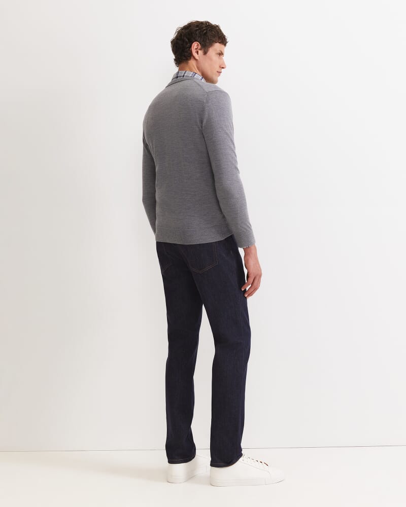 Merino V-Neck Knit in CHARCOAL MELANGE