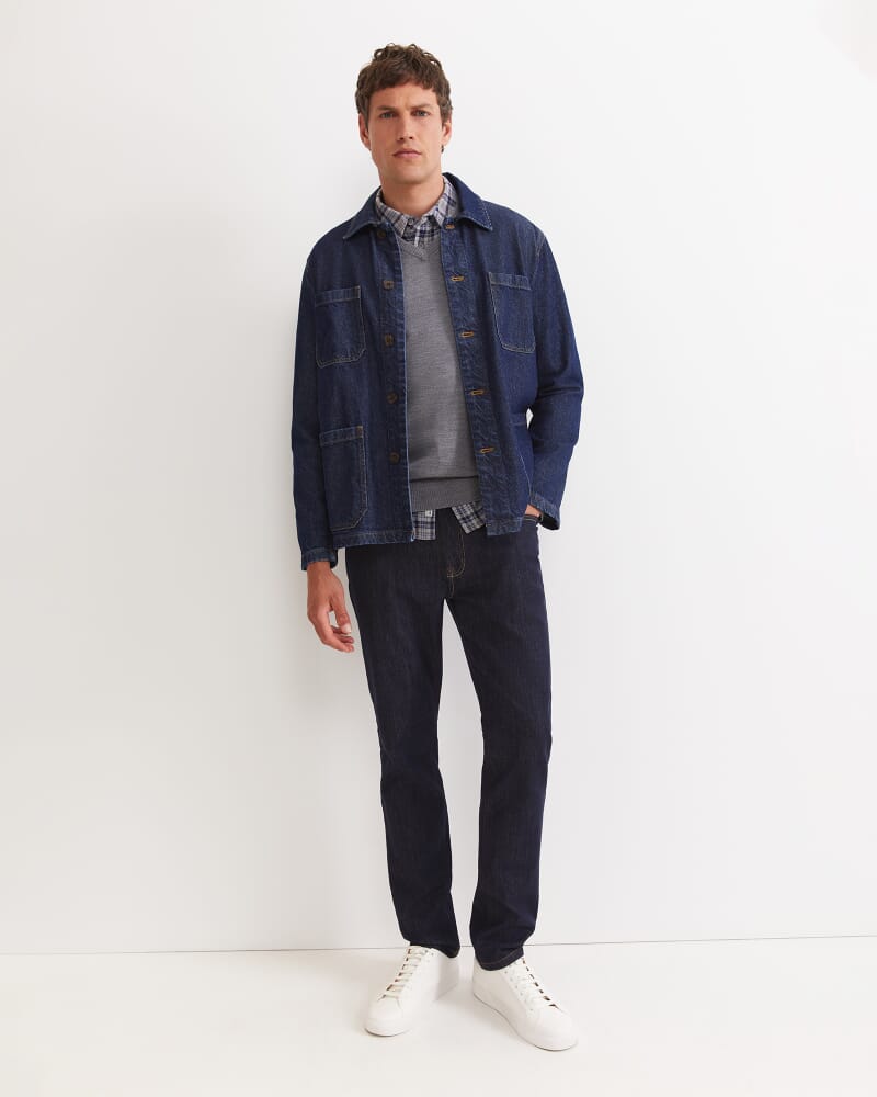 Merino V-Neck Knit in CHARCOAL MELANGE