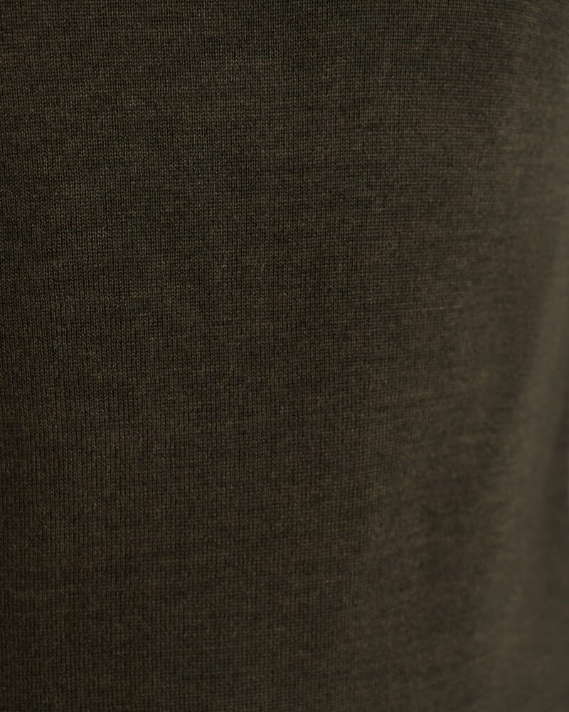 Merino V-Neck Knit in DARK KHAKI