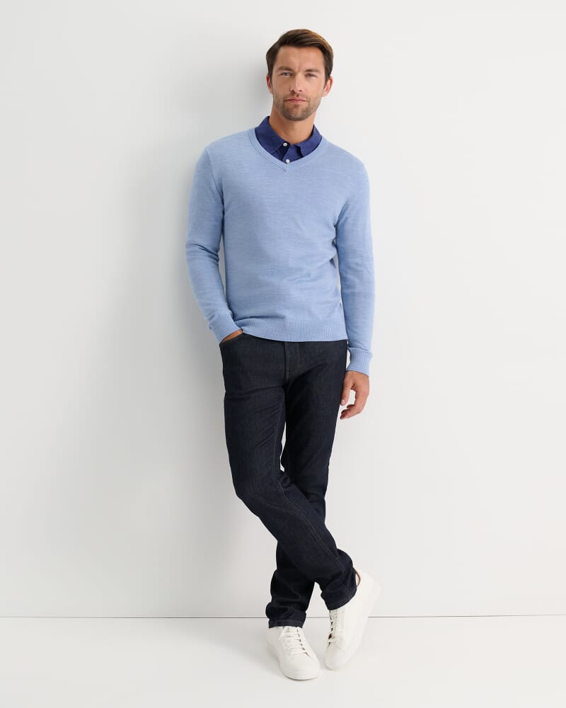 Merino V-Neck Knit in ICE BLUE
