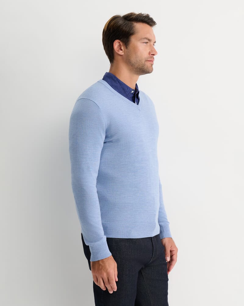 Merino V-Neck Knit in ICE BLUE