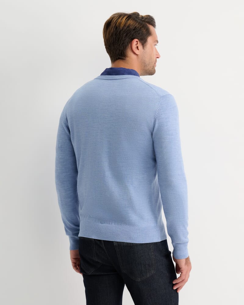 Merino V-Neck Knit in ICE BLUE