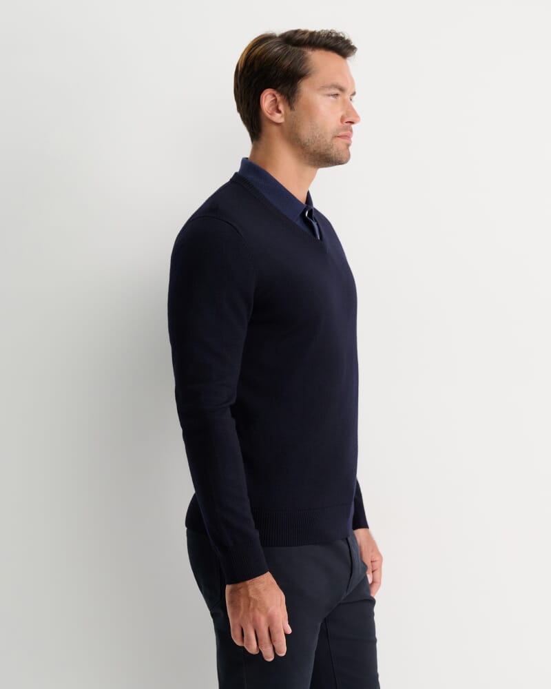 Merino V-Neck Knit in NAVY