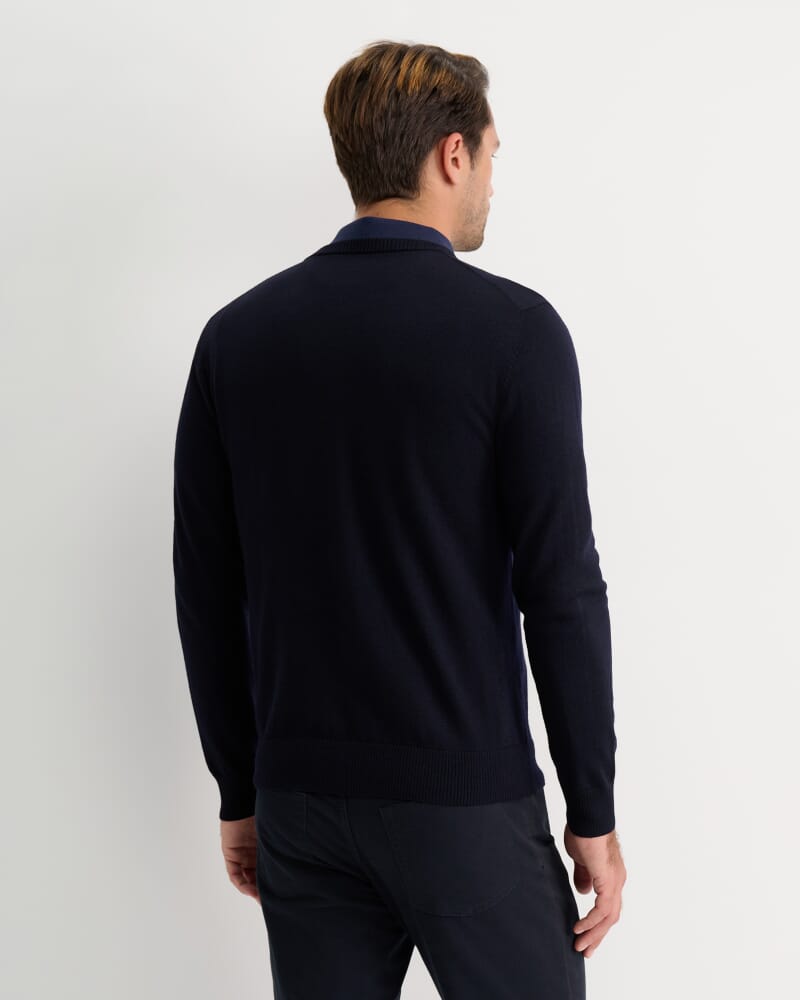 Merino V-Neck Knit in NAVY