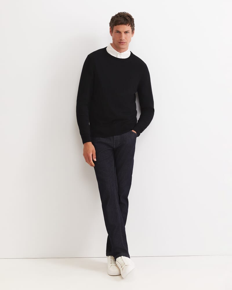 Merino Crew Neck Knit in BLACK