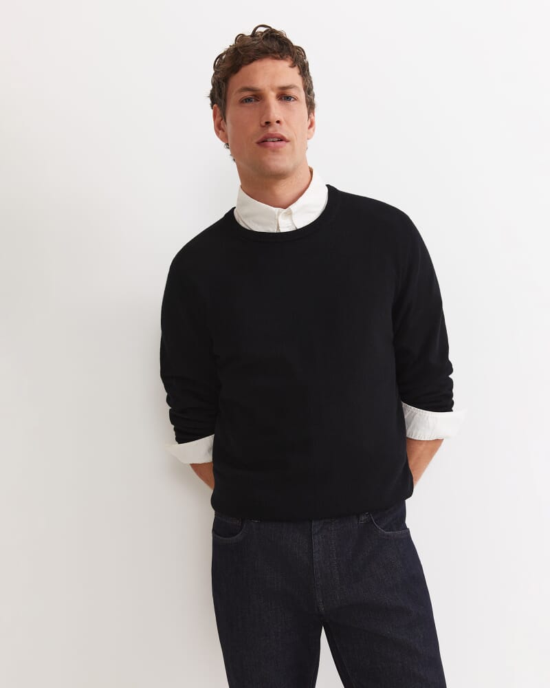 Merino Crew Neck Knit in BLACK