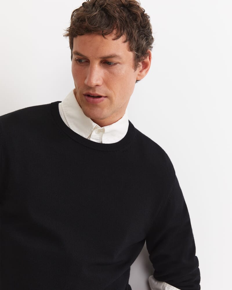Merino Crew Neck Knit in BLACK